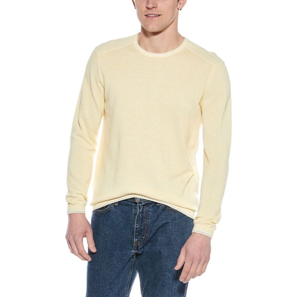 Raffi Mens  Vanise Waffle Knit Crewneck Sweatshirt, Yellow